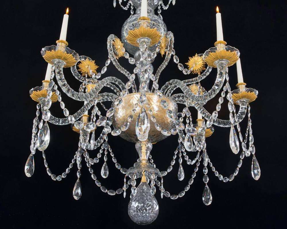 Georgian Unusual Twelve-Light Spanish Cut-Glass Chandelier For Sale