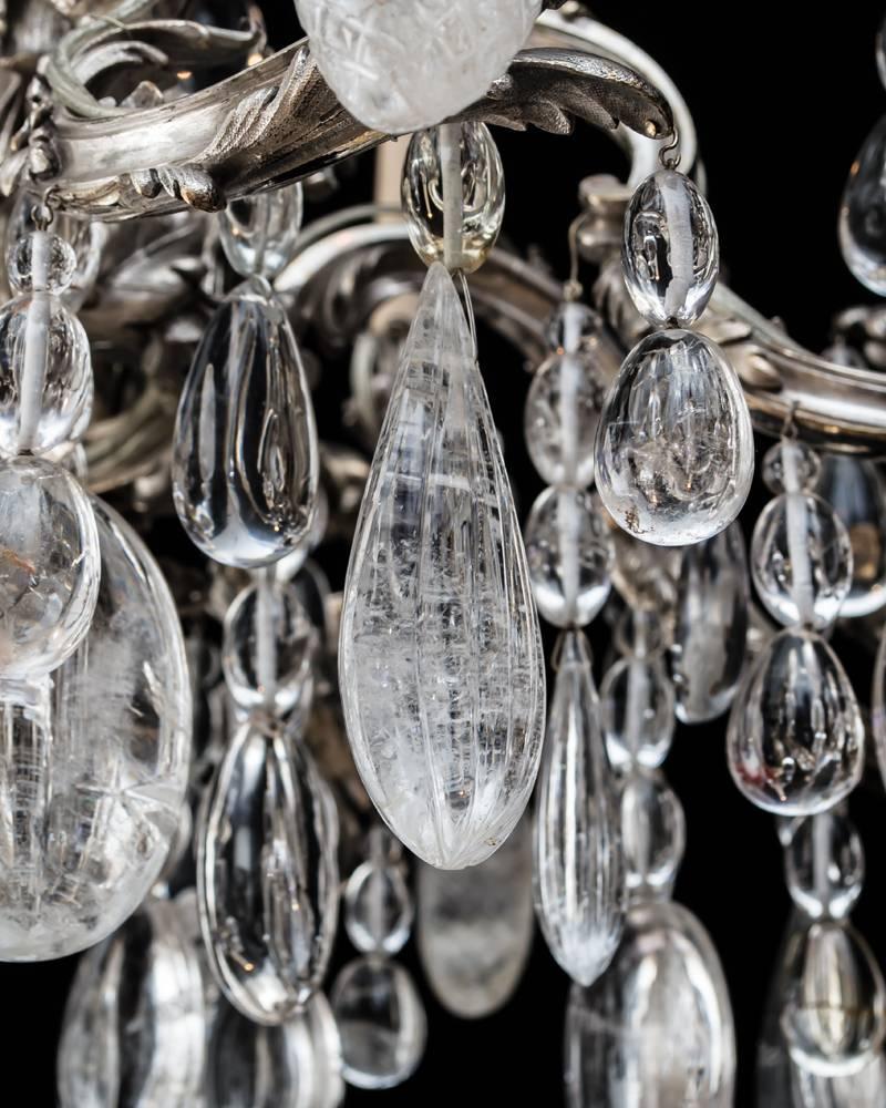 Highly Important Rock Crystal Chandelier in Louis XV Manner In Excellent Condition For Sale In Steyning, West sussex