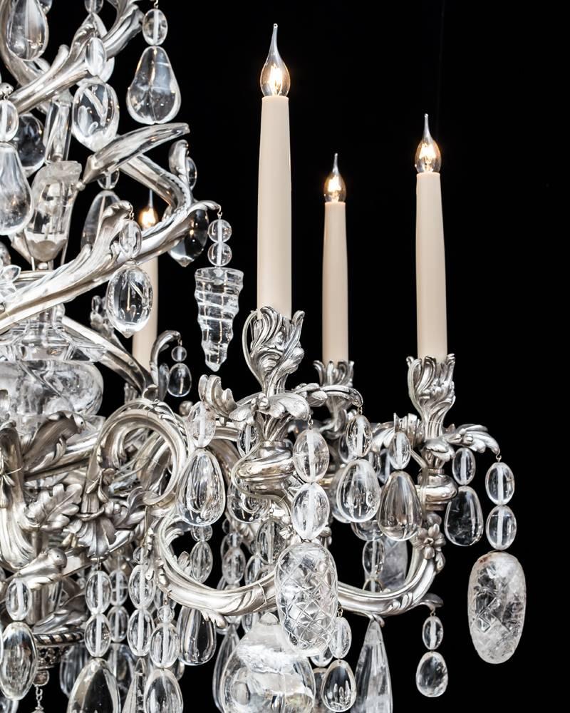 French Highly Important Rock Crystal Chandelier in Louis XV Manner For Sale