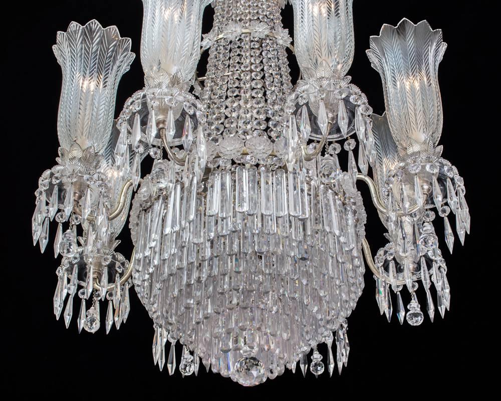 Large Eight-Light Regency Tent and Waterfall Chandelier of the Finest Quality For Sale 1