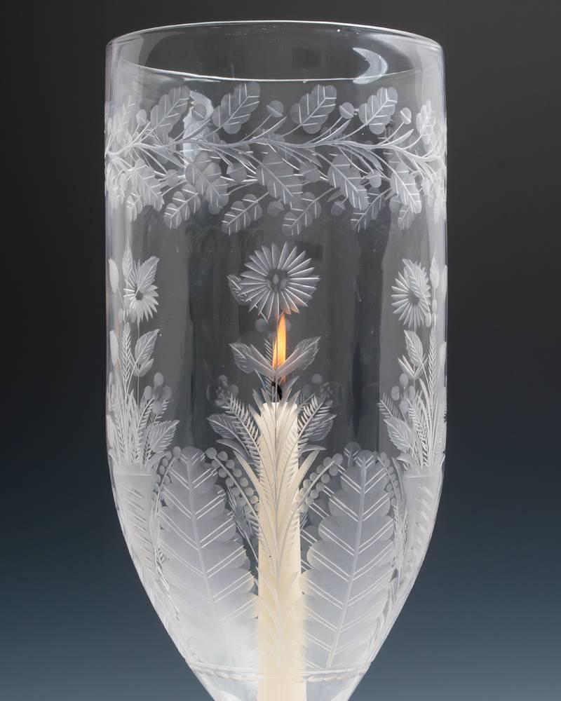 British Fine Pair of Regency Cut-Glass Storm Lighs Attributed to John Blades For Sale