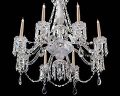 Fine Pair of Victorian Frosted and Cut Glass Eight-Light Chandeliers