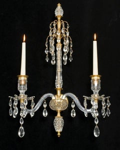 Fine Pair of Ormolu Mounted Cut-Glass Wall-Lights in Adam Style