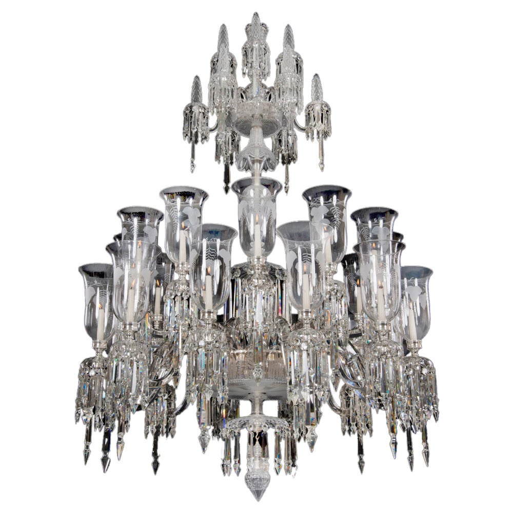 Exceptional large Victorian Engraved Period Crystal Chandelier For Sale