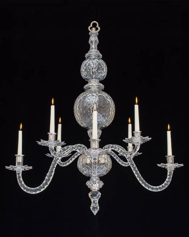 Extremely Rare English II Period CutGlass Chandelier For Sale