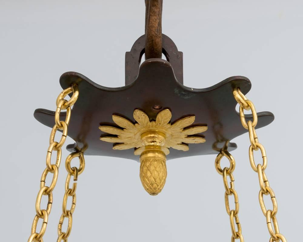 French Ormolu and Bronze Five-Light Empire Chandelier