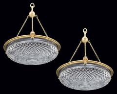 Pair of Cut-Glass Dish Lights by F. & C. Osler