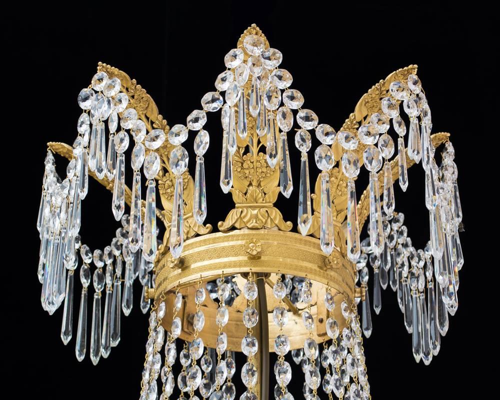 Early 19th Century Fine Ormolu and Cut Glass Empire Period Chandelier For Sale