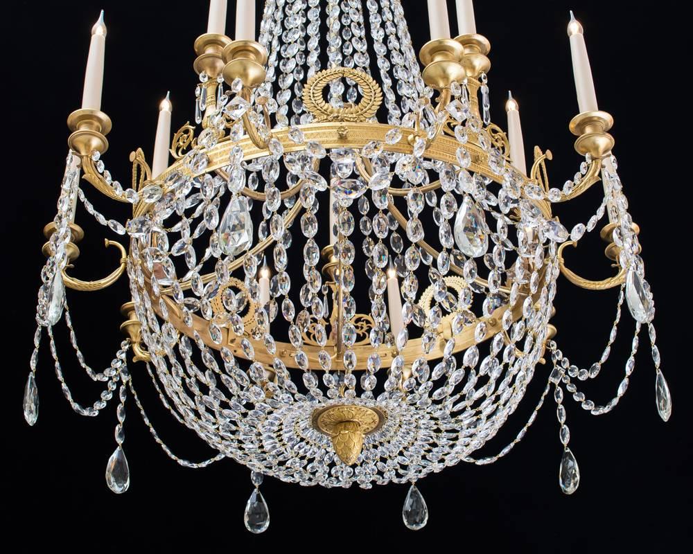 Fine Ormolu and Cut Glass Empire Period Chandelier For Sale 1