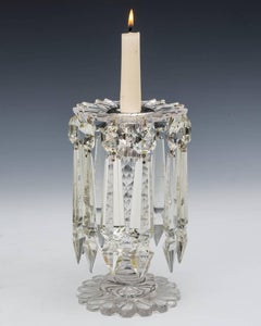 Fine Set of Four Victorian Lustres Hung with Spade Drops