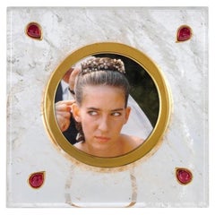 Olga Handcrafted Crystal Picture Frame with Ruby, By Giberto Venezia