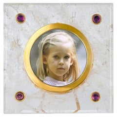 Cadre photo « Olga » en cristal fabriqué à la main, orné d'améthyste, par Giberto Venezia