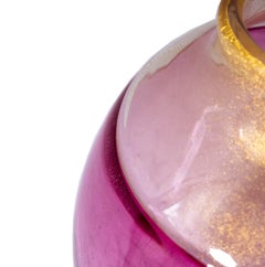 Coralla Vase by Giberto Venezia, Hand-Blown Pink Glass with Gold