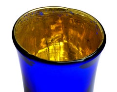 POTOCKA blue vase embellished with hot-burned silver leaf, by Giberto Venezia