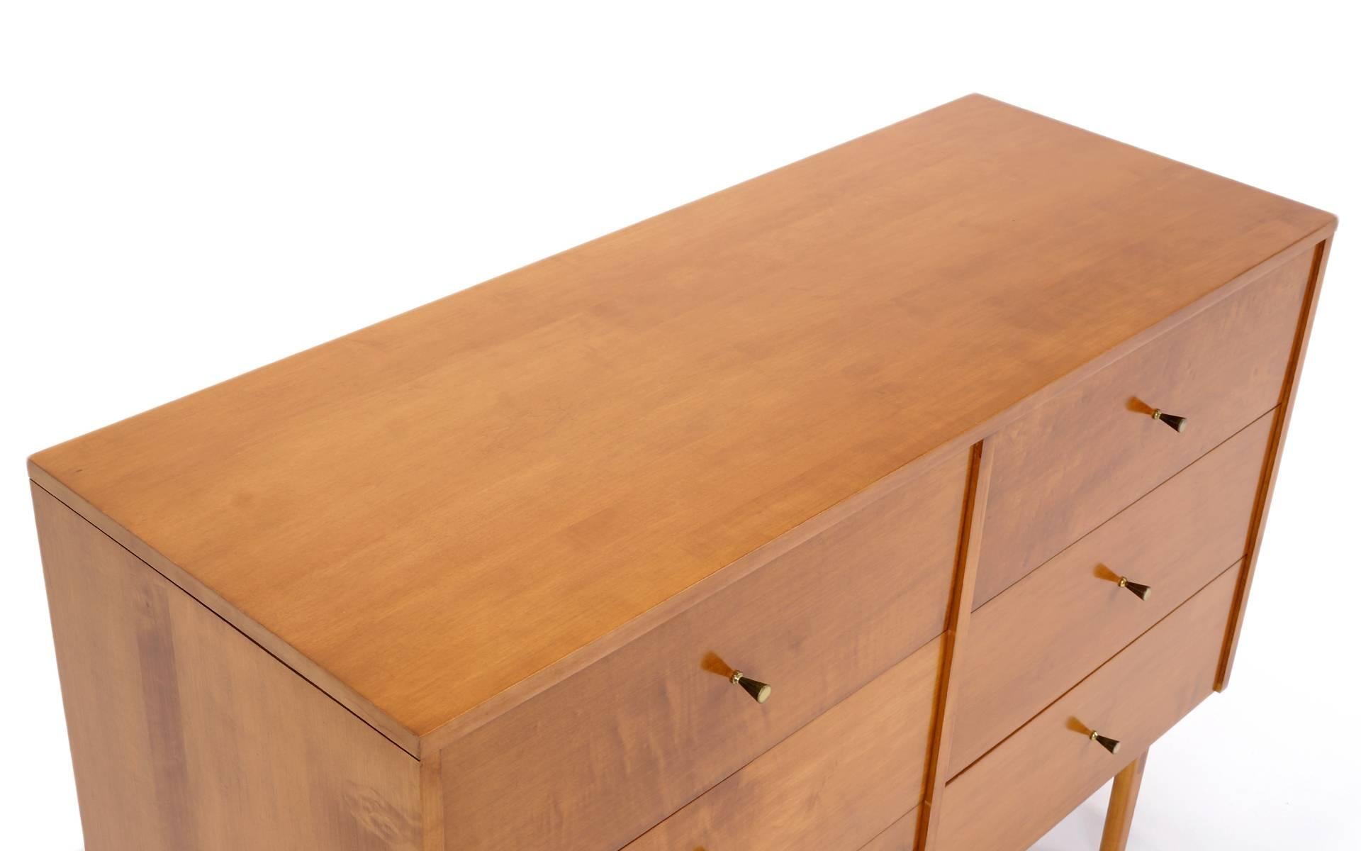 American Paul McCobb Planner Group Six-Drawer Dresser, Original Brass Pulls, Excellent