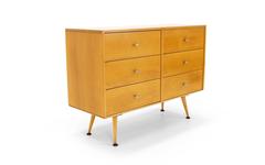Excellent Early Production Paul McCobb Six-Drawer Dresser on Low Table Base