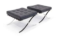 Pair of Authentic Stainless Steel Barcelona Stools / Ottomans for Knoll. As new