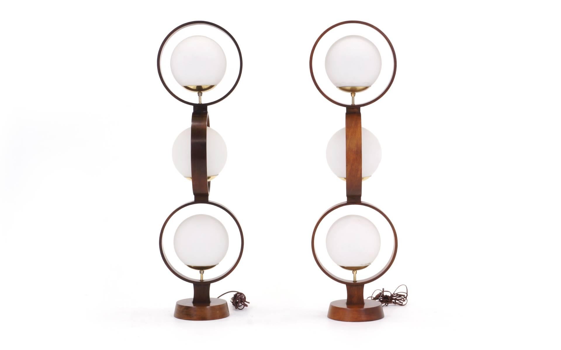 Scandinavian Modern Large Pair of Danish Modern Three-Globe Table Lamps