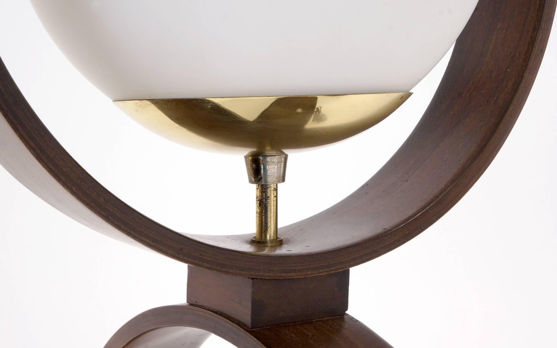 Brass Large Pair of Danish Modern Three-Globe Table Lamps