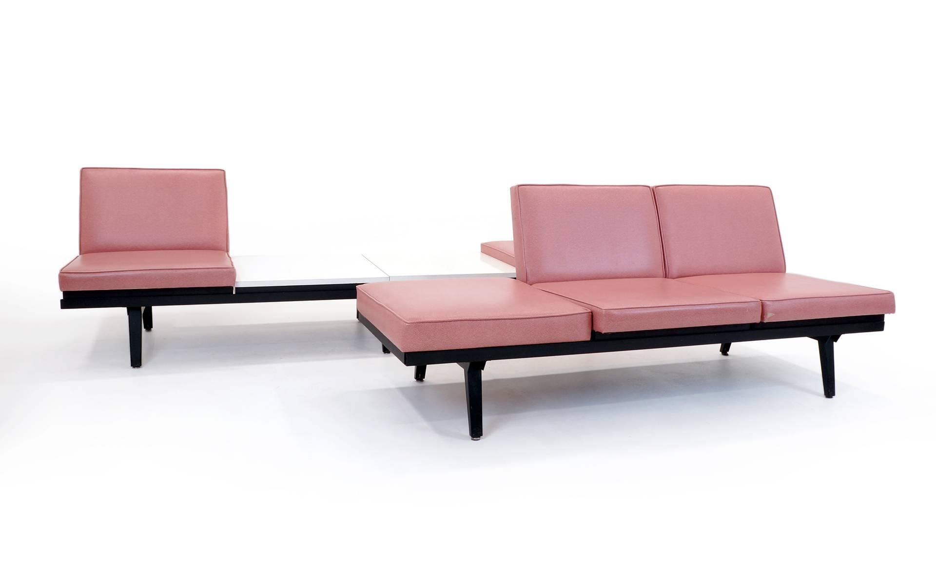 Mid-Century Modern Pair of George Nelson for Herman Miller Steel Frame Sofas / Modular Seating