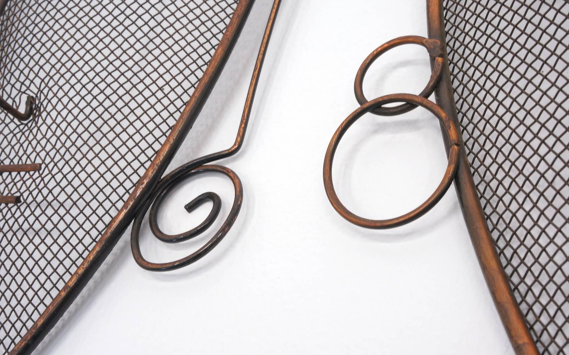 American Rare Frederic (Frederick) Weinberg Male, Female Wire Mesh Wall Mounted Masks
