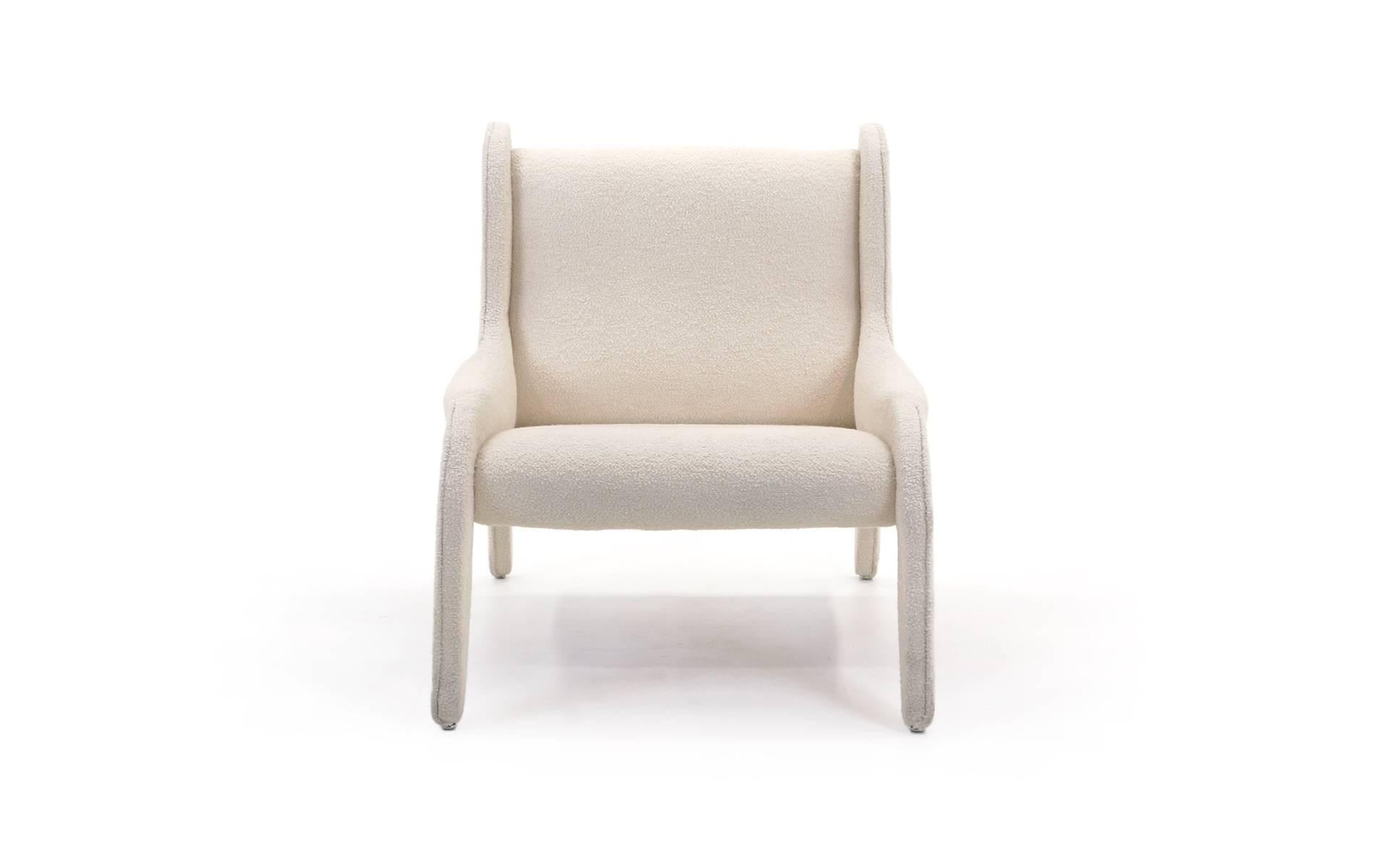 "Antropus Chair" designed by Marco Zanuso for Arflex in 1949. This chair has been expertly reupholstered and is in excellent condition.  Overall height is 34 inches on the sides.   Center back height is 32 inches.  Seat height is 16 inches
