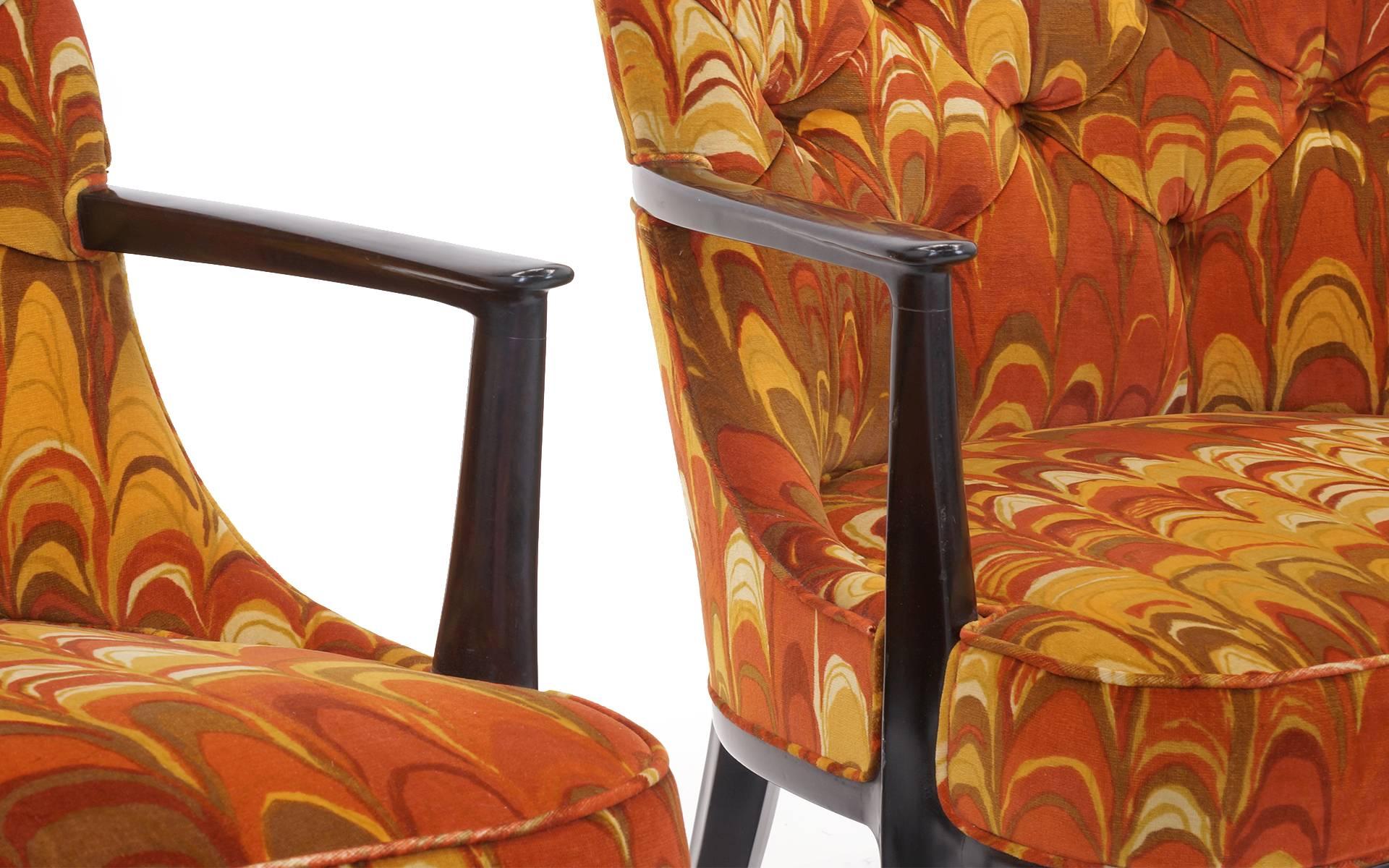 Mid-20th Century Four Janus Chairs Edward Wormley for Dunbar. Original Jack Lenor Larsen Fabric