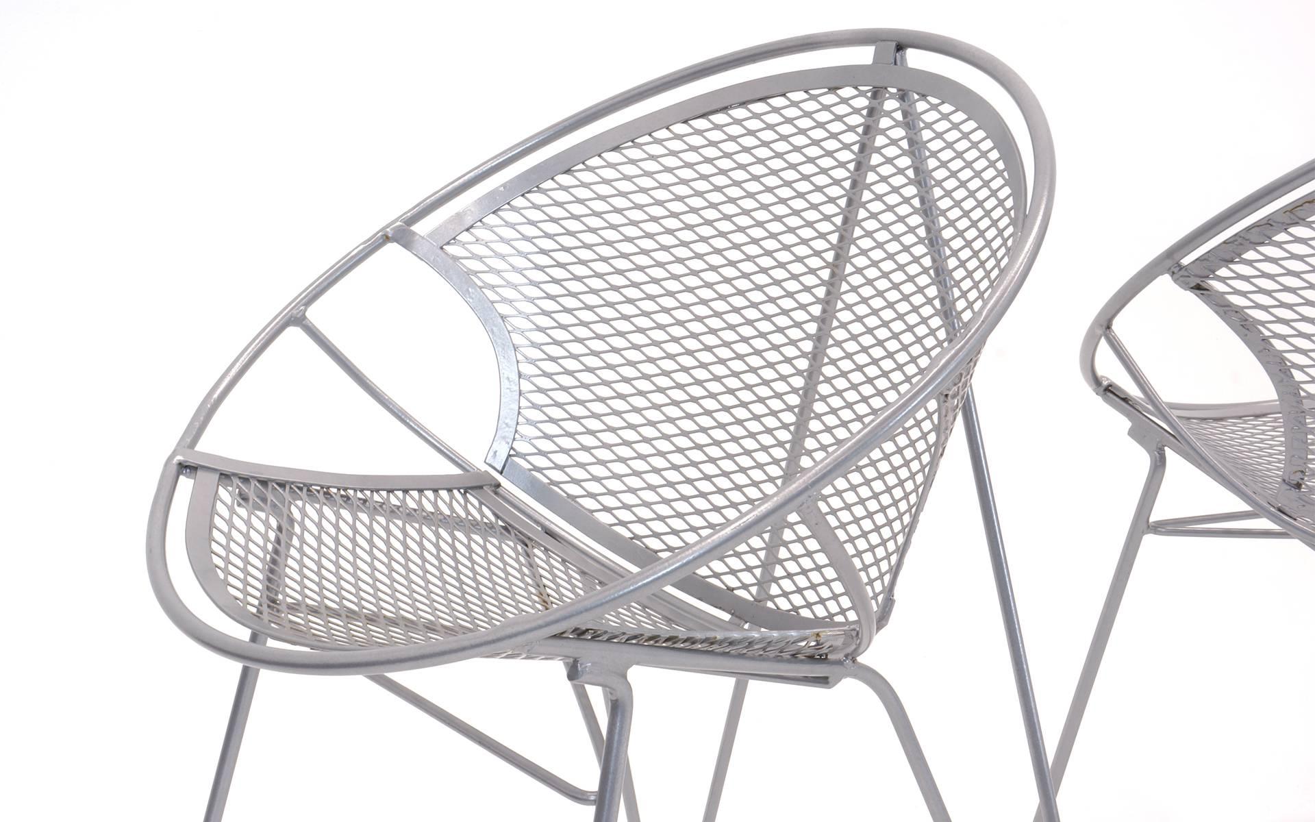 Mid-Century Modern Eight John Salterini Outdoor Dining Chairs, Hoop Design with Rare Hairpin Legs