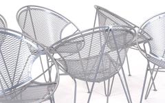 Eight John Salterini Outdoor Dining Chairs, Hoop Design with Rare Hairpin Legs