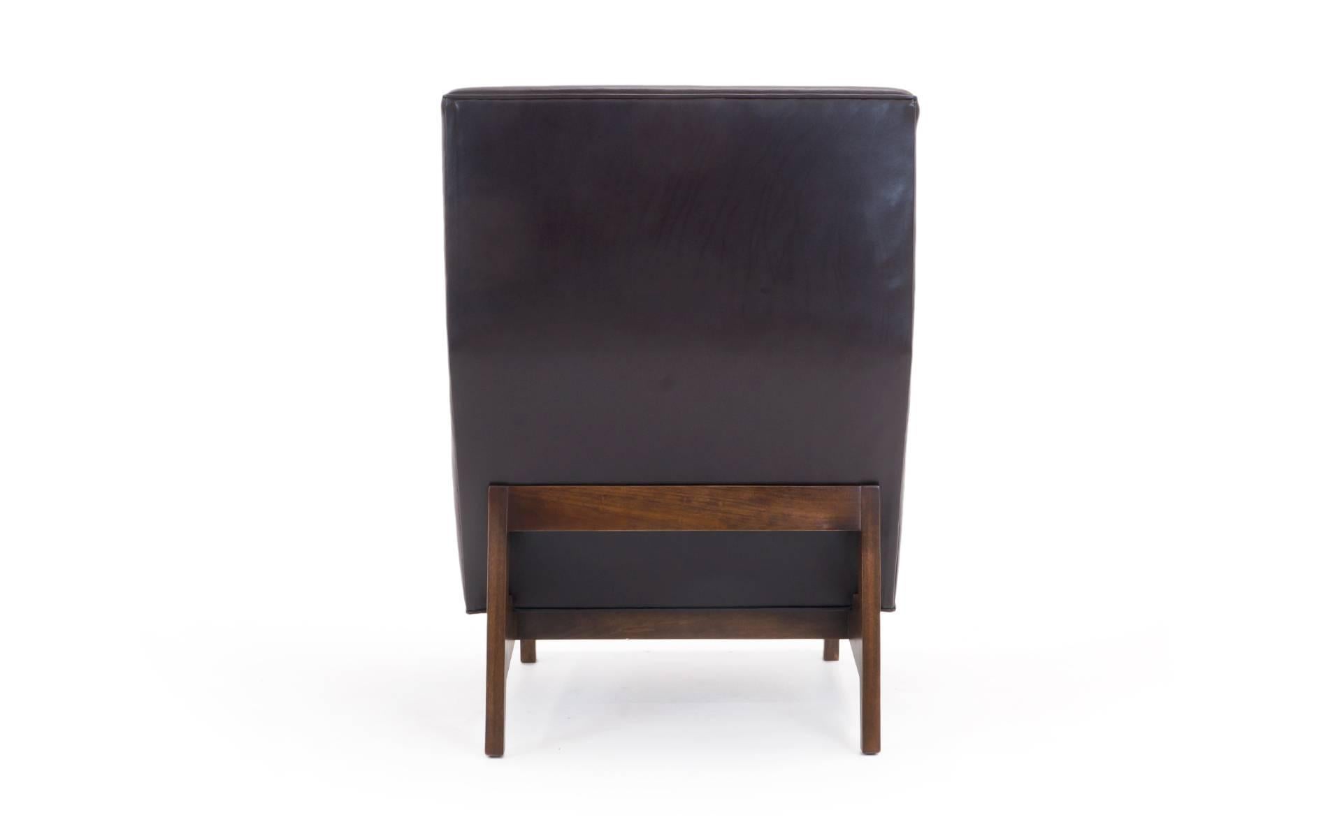 American Jens Risom Style Custom-Made Leather Lounge Chair
