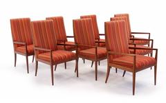 Set of Eight Dining Chairs with Arms Designed by Jules Heumann for Metropolitan