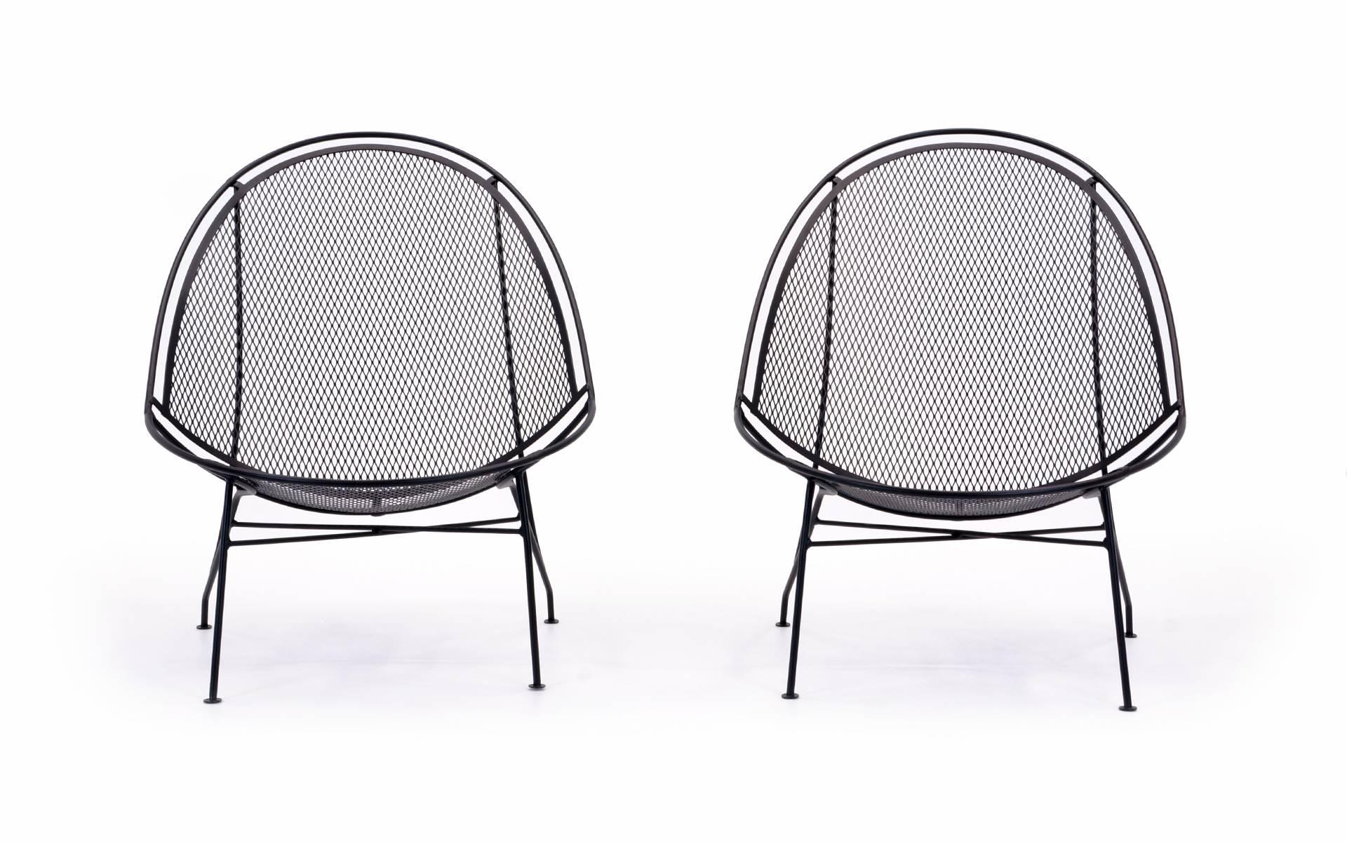 Mid-Century Modern LAST PAIR John Salterini Patio Chaise Lounge Chairs, Removable Footrest. Black.