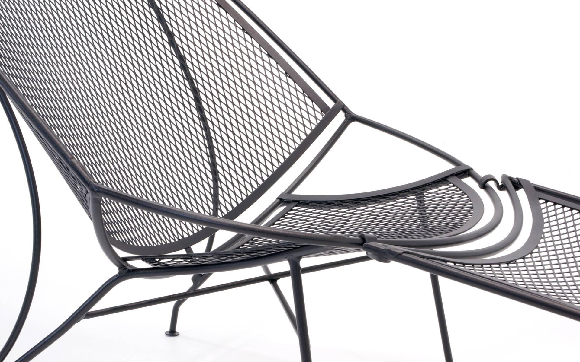 Mid-20th Century LAST PAIR John Salterini Patio Chaise Lounge Chairs, Removable Footrest. Black.
