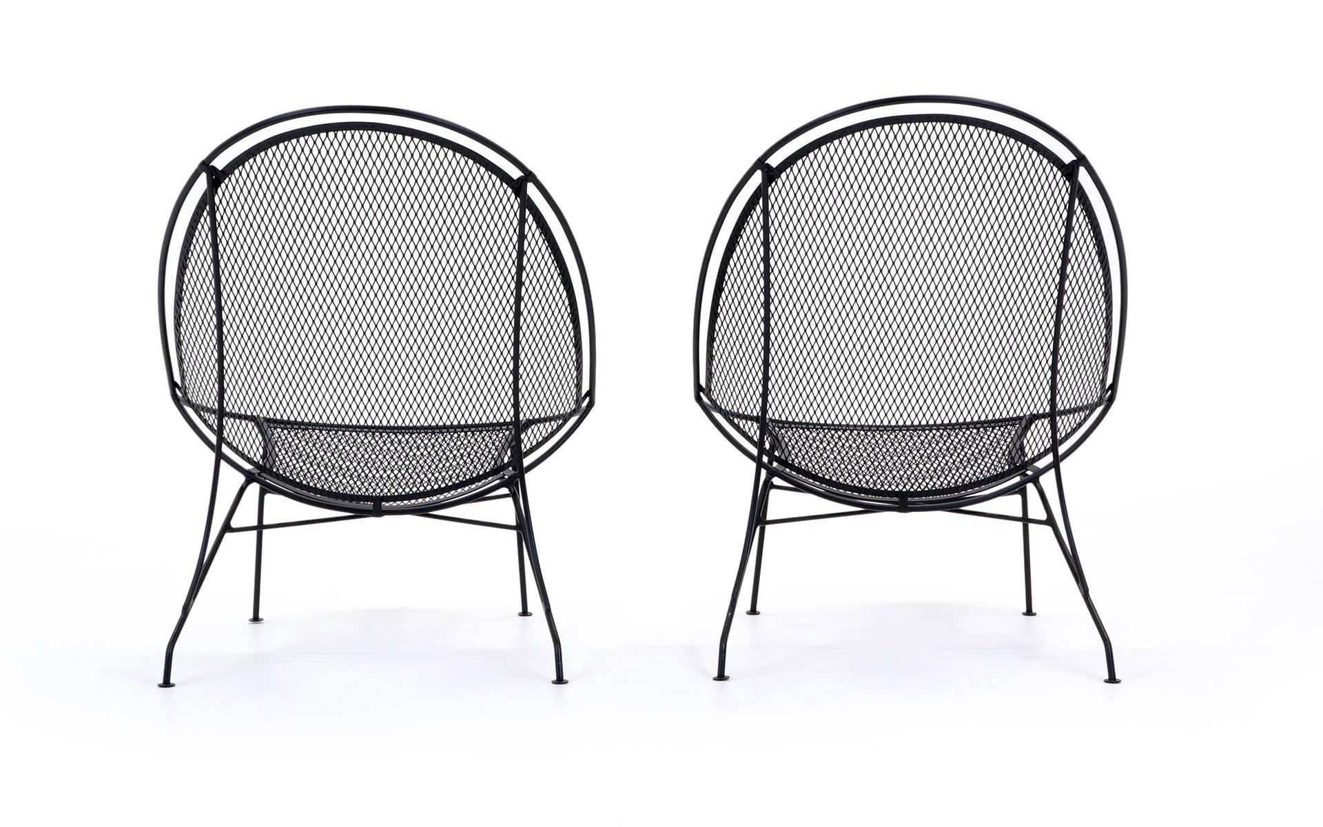 Powder-Coated LAST PAIR John Salterini Patio Chaise Lounge Chairs, Removable Footrest. Black.