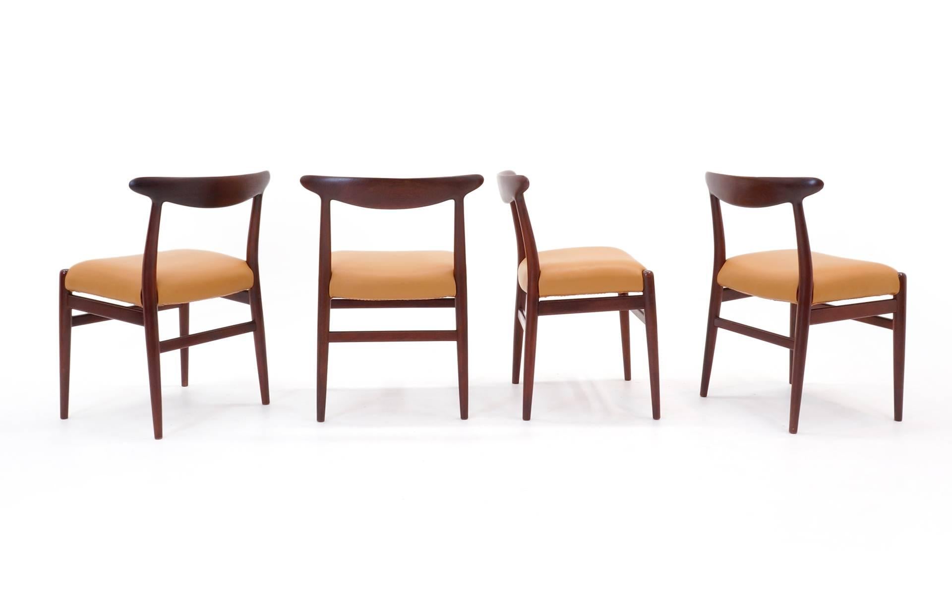 Danish Set of Eight Teak and Leather Hans Wegner Dining Chairs