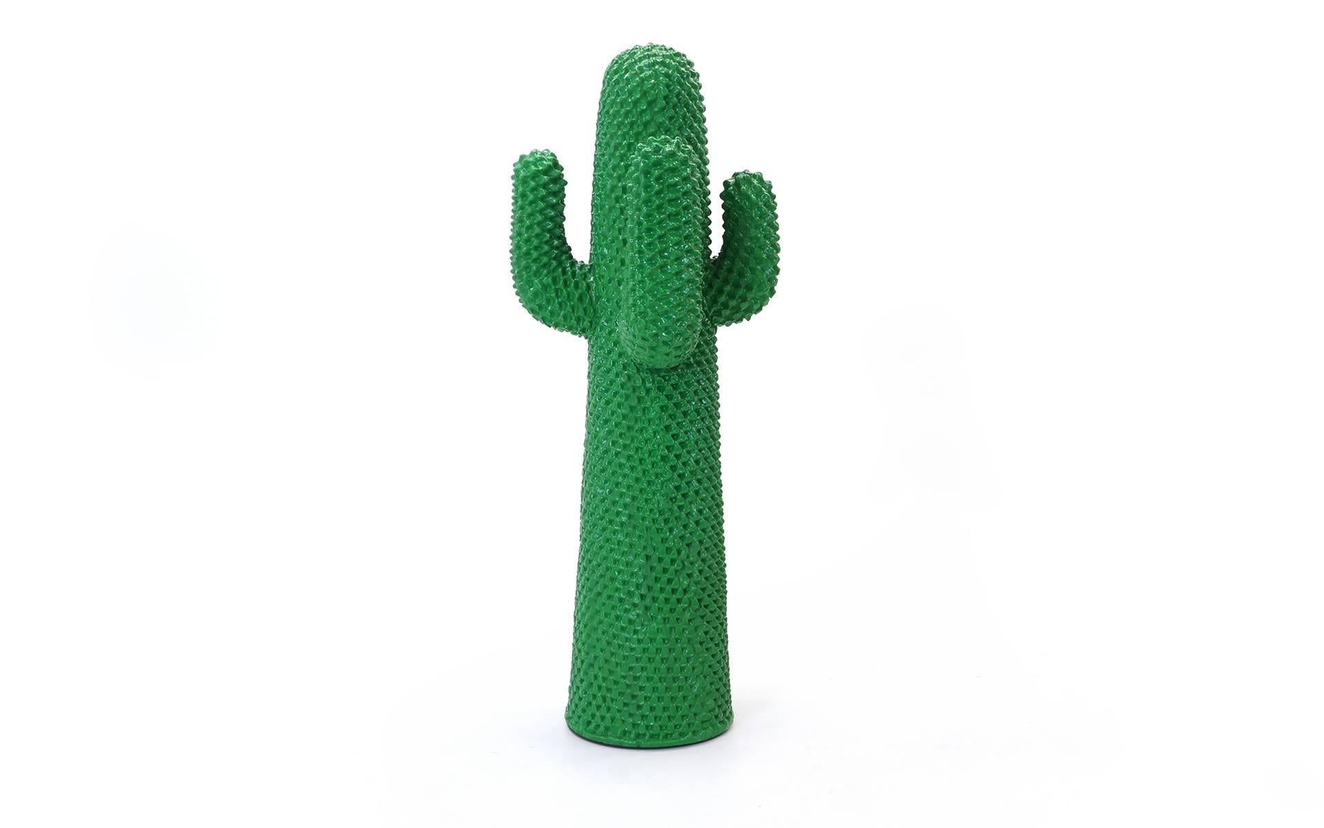 Rare, iconic Cactus coat rack in very good original condition. Signed #936/2000 Gufram Multiples. Polyurethane, green lacquered 'Guflac' finish.
Literature: Design of the 20th century, Fiell, p38. In the collection of: The Museum of Modern Art, New