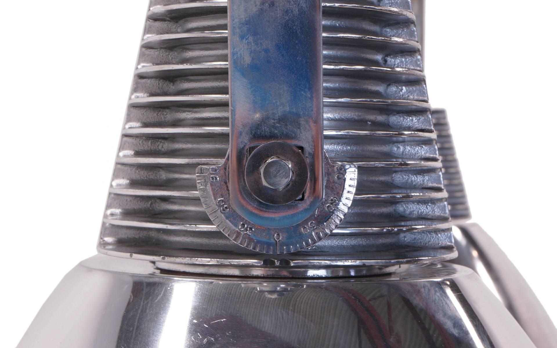 Mid-20th Century Pair of Large Stainless Steel Marine Light Fixtures or Pendants