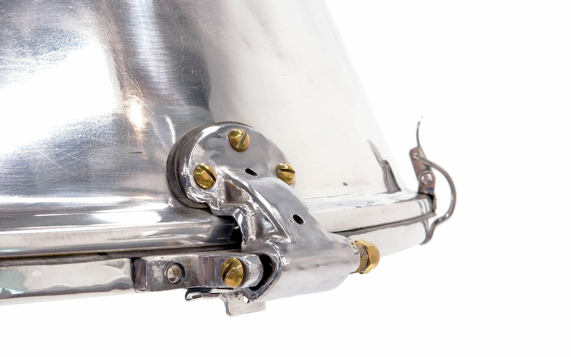 Pair of Large Stainless Steel Marine Light Fixtures or Pendants 1