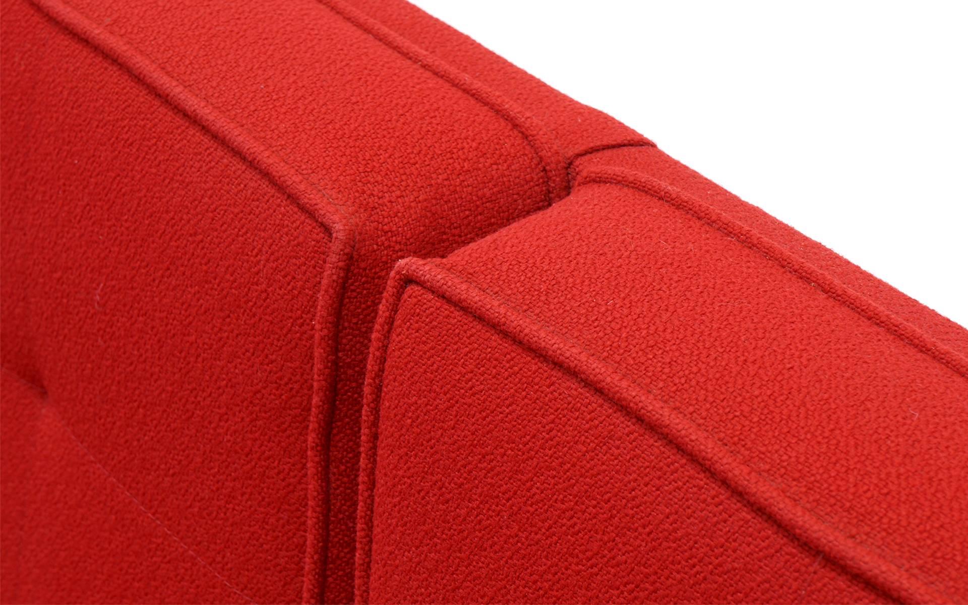 Mid-20th Century Florence Knoll Parallel Bar Three-Seat Armless Sofa Red Wool Fabric