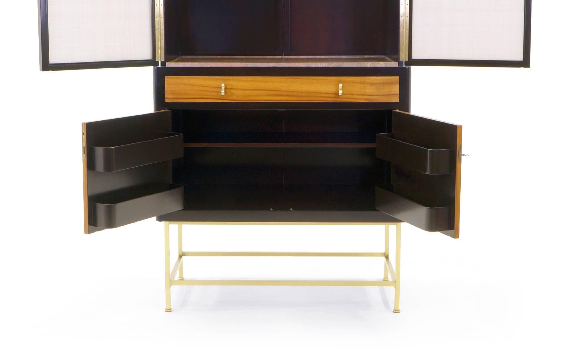 Tall Bar Cabinet Designed by Edward Wormley for Dunbar, Signed In Excellent Condition In Kansas City, MO