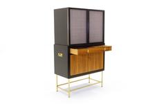 Tall Bar Cabinet Designed by Edward Wormley for Dunbar, Signed