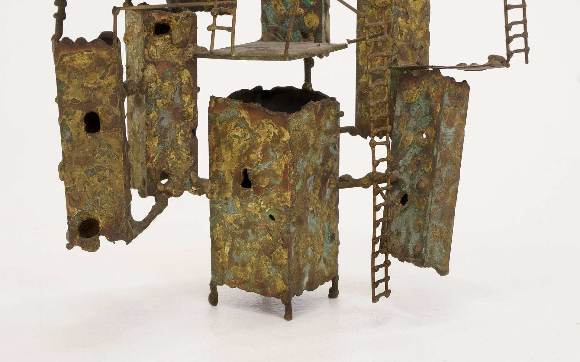 Mid-20th Century Tabletop Sculpture in the Style of Curtis Jere, Beautifully Patinated Bronze For Sale