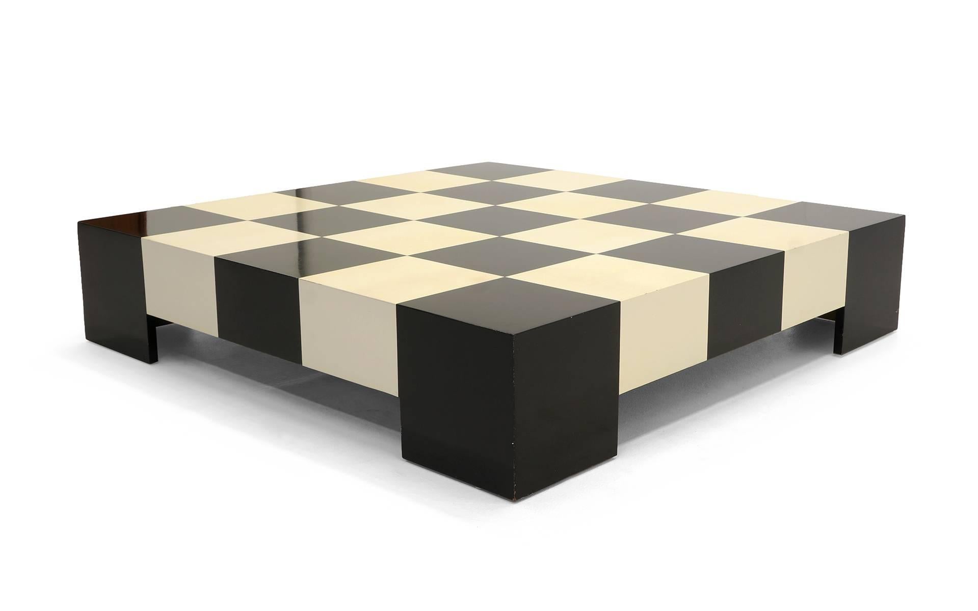black and white checkered coffee table