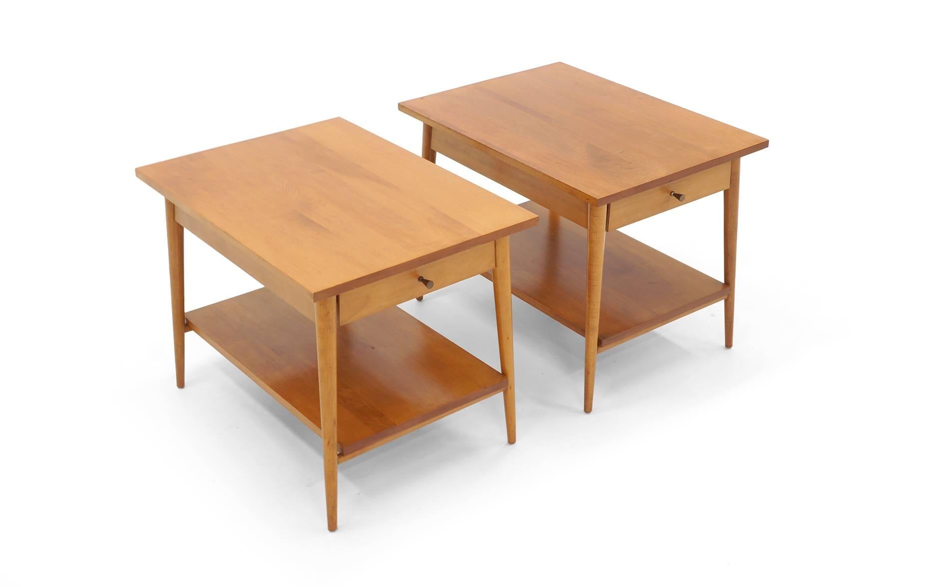 Mid-Century Modern Paul McCobb Planner Group Nightstands or Side Tables with Drawer and Lower Shelf