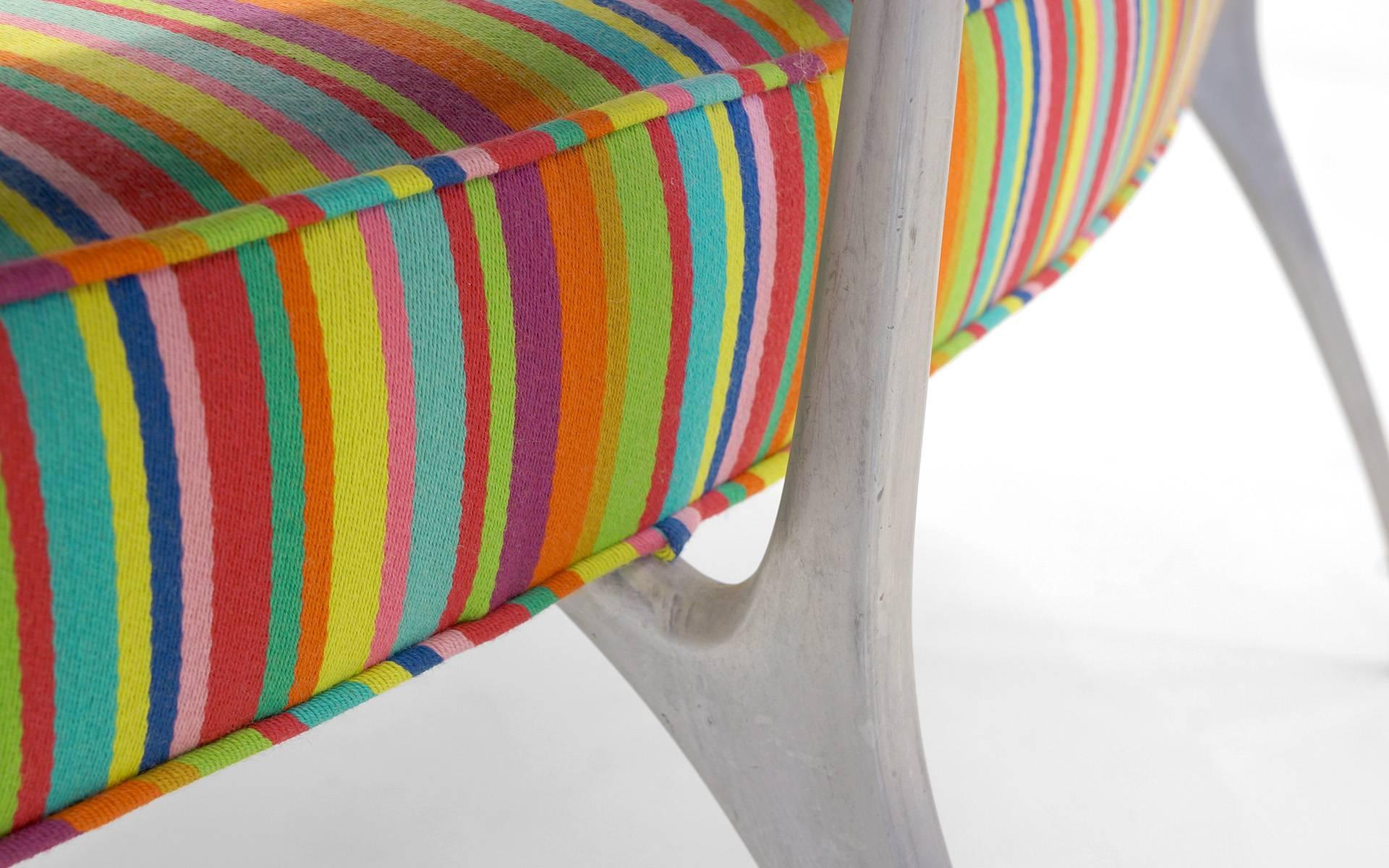 Upholstery Custom Built Curved Sofa / Bench with Impala Chair Legs, Alexander Girard Fabric