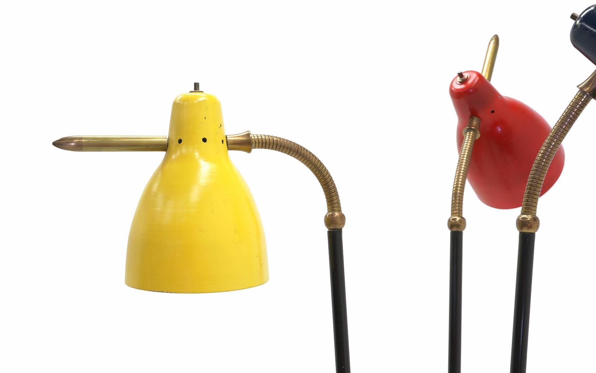 Enameled Italian Three Post/Arm Floor Lamp For Sale