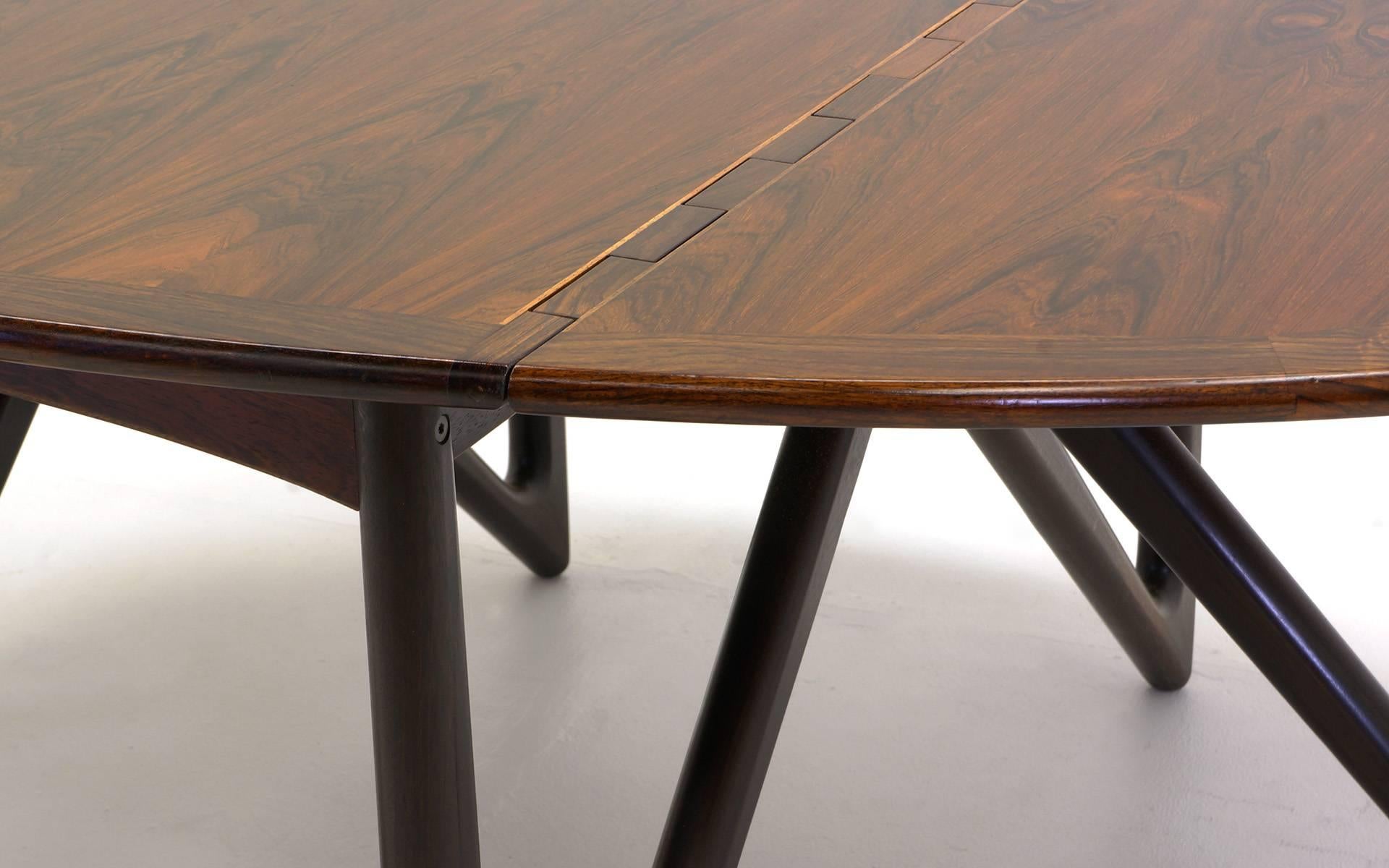 Kurt Ostervig Oval / Eliptical Rosewood Gateleg / Drop-leaf Dining Table. 3
