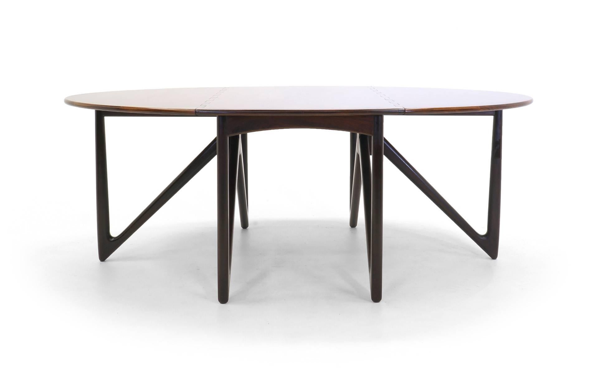 Danish Kurt Ostervig Oval / Eliptical Rosewood Gateleg / Drop-leaf Dining Table.