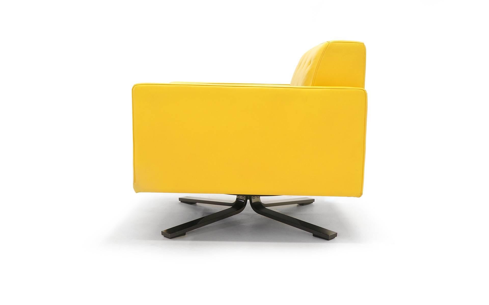 yellow leather swivel chair