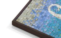 Rare Evelyn Ackerman Mosaic Tile Wall Hanging, Grecian Long Boat Scene